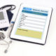 Electronic medical record show on tablet screen.