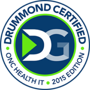 official seal of certification as ONC Health IT technology for 2015 from Drummond group