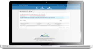 Exscribe orthopaedic EHR patient portal view from laptop