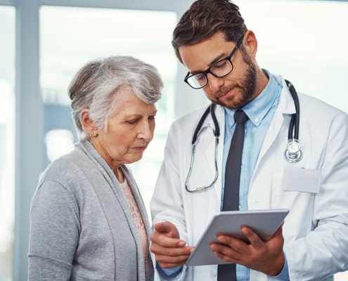 Doctor discussing patient portal