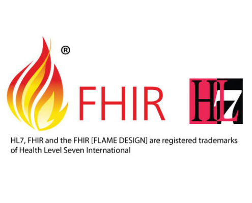 flame and FHIR and HL7 organization trademarked logos
