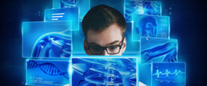 physician examining patient images of body parts