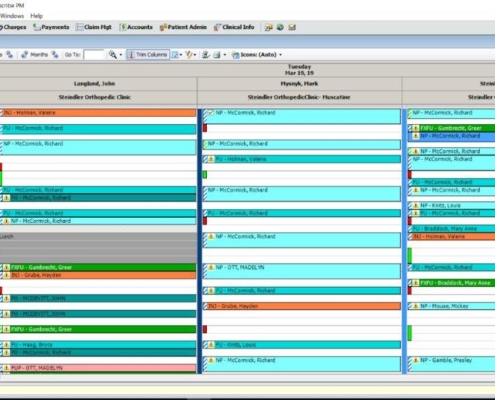 provider schedules listed in the orthopaedic practice management software