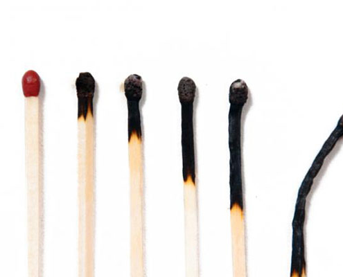 series of burned matches represent physician burnout