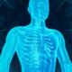 artificial intelligence program completing body scan showing ribcage of patient