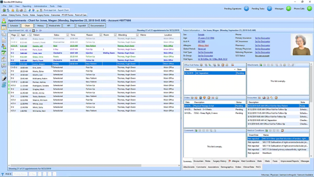 Exscribe EHR appointments