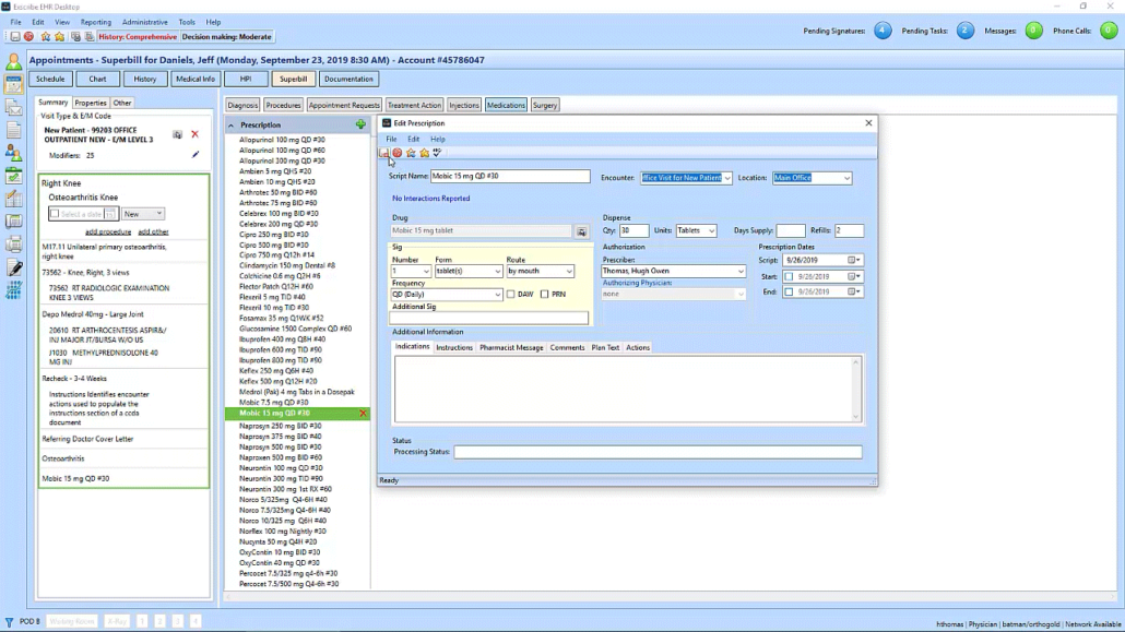 Exscribe EHR Medications